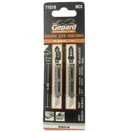 Пилки для лобзика GEPARD T101В 2шт (GP0625-08)