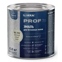 Эмаль Лакра PROF IT для бетонных полов быстросохнущая  Галечный серый, RAL 7032 2,8 кг