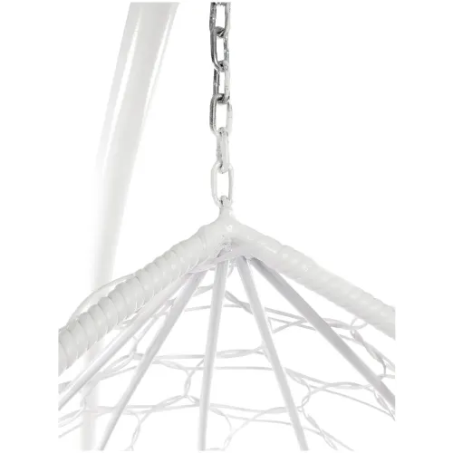 Кресло подвесное с ротангом Капля белое с серой подушкой