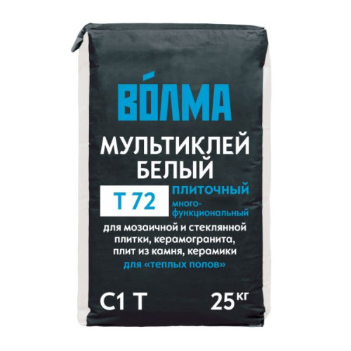 Клей д/плитки ВОЛМА Мультиклей Т-72 Белый 25кг