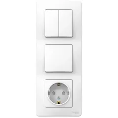 Блок комбинированный BLANCA розетка 2Р+Е 16А + Выкл 1кл. + Выкл 2кл.Белый BLNBS101201
