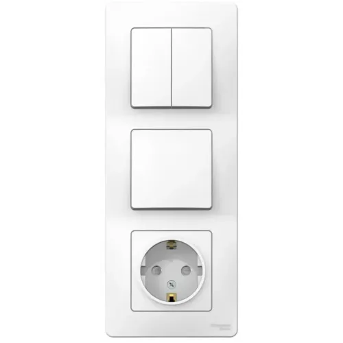 Блок комбинированный BLANCA розетка 2Р+Е 16А + Выкл 1кл. + Выкл 2кл.Белый BLNBS101201