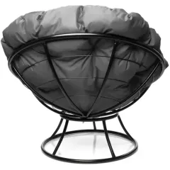 Кресло ПОНЧИК без ротанга черное с серой подушкой