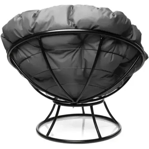 Кресло ПОНЧИК без ротанга черное с серой подушкой