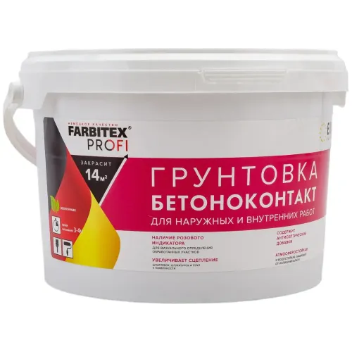 Бетонконтакт FARBITEX ПРОФИ акриловый 3,5кг (грунт/бетоноконтакт) (*1)