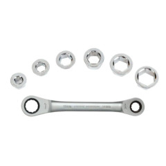 Ключ гаечный накидной WORKPRO 14х19мм, трещот., 6 вставок 8-17мм (WP202567)