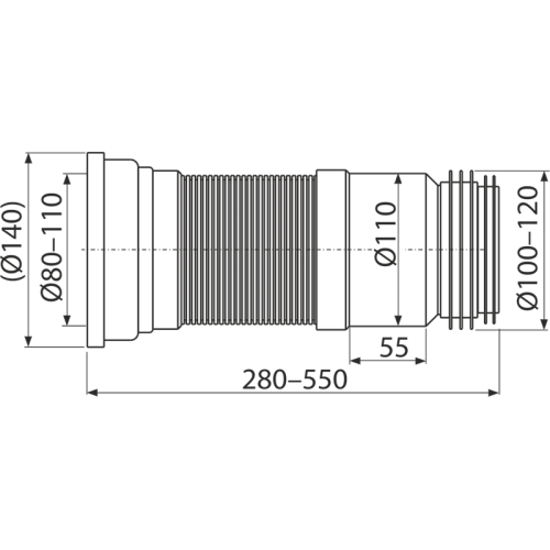 Гибкий удлинитель для унитаза ALCAPLAST A970 ф110