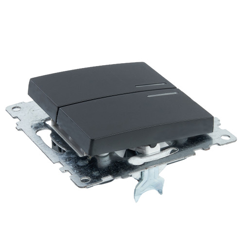 Выключатель 2-кл Катрин с подсветкой черный GLS10-7102-05