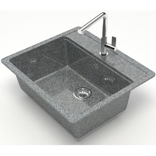 Мойка комп. глянц. MARRBAXX прямоугольная без крыла Z9/Q8 570х505х200мм, тёмно серая, сифон