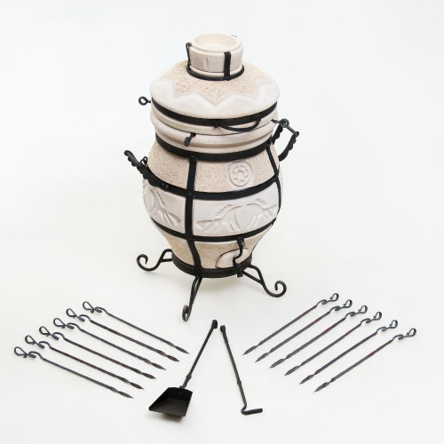 Тандыр Сармат СамОбжар с откидной крышкой (подставка, кочерга, совок,колосник, приспособление для подвешивания шампуров)