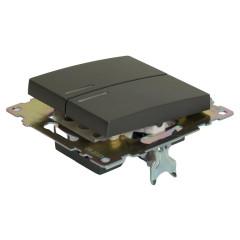 Выключатель 2-кл Катрин с подсветкой графит GLS10-7102-06