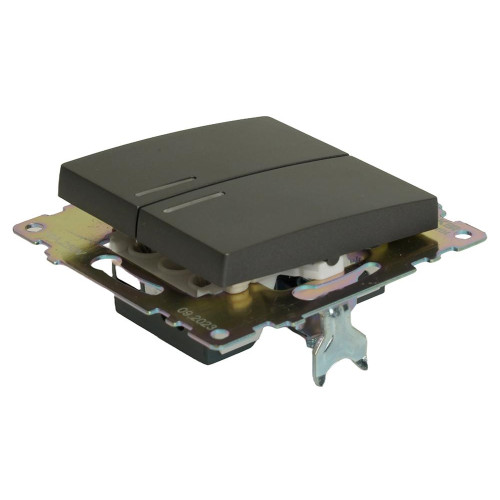 Выключатель 2-кл Катрин с подсветкой графит GLS10-7102-06