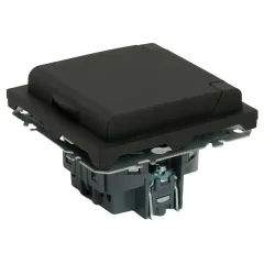 Розетка 2P+E ЭМИЛИ защ.шторки с крышкой черный RST16-5112-05