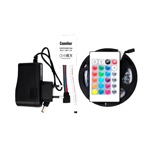 Светодиодная лента 24V Camelion б/п 20м + пульт 360LED 18Led/m датч.звука IP20 RGB