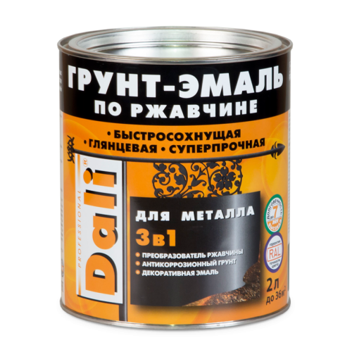 Грунт-эмаль DALI по ржавчине 3 в 1 гладкая RAL 1014 слоновая кость 2 л