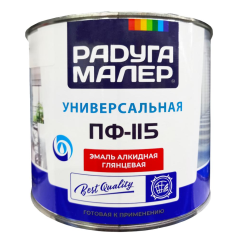 Эмаль ПФ-115 РАДУГА-МАЛЕР чёрная 1,9 кг