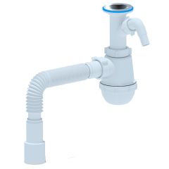 Сифон для мойки с отводом для стиральной машины АНИПЛАСТ A20.15 1 1/4''х40 с гибкой трубой 40х50