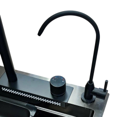 Мойка нерж. врезная DIKALAN KN754508 750х460х220, тол. 3 мм, черный PVD, с сифоном