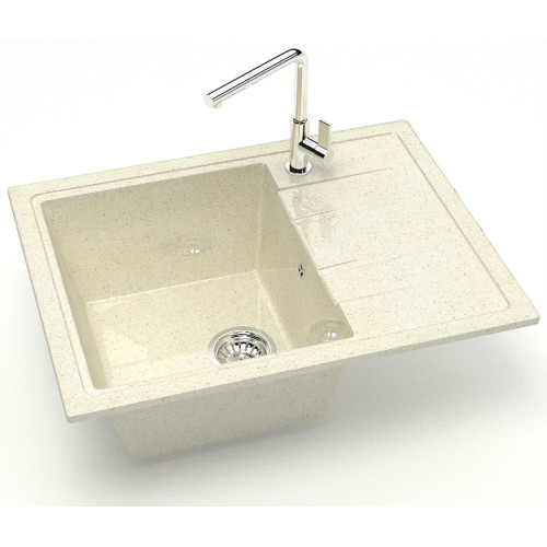 Мойка комп. глянц. MARRBAXX прямоугольная малая с крылом Z150/Q2 575х470х200мм, бежевая, сифон