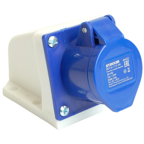 Розетка О/У STEKKER 2P+PE 16A IP44 ST-113 RST16-113-44 49432