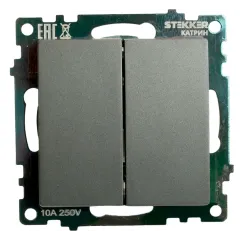 Переключатель 2-кл Катрин графит GLS10-7107-06