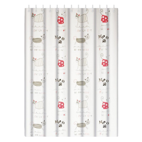 Шторка для ванной HAIBA HB75062 180x180cм 12 колец, белый/коты (812673)