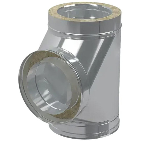 Дымоход сэндвич тройник 0,8мм 90гр Ф115*200 нержавеющая сталь (Corax)