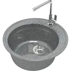 Мойка комп. глянц. MARRBAXX круглая Z6/Q8  515х213мм, темно серая, сифон