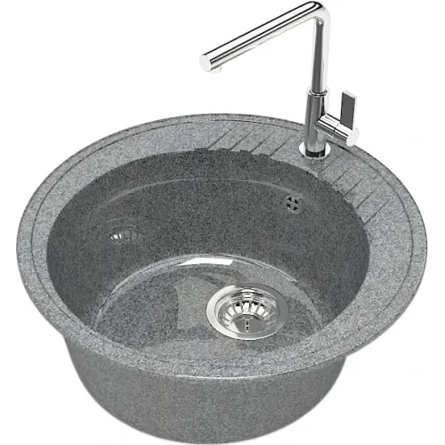 Мойка комп. глянц. MARRBAXX круглая Z6/Q8  515х213мм, темно серая, сифон