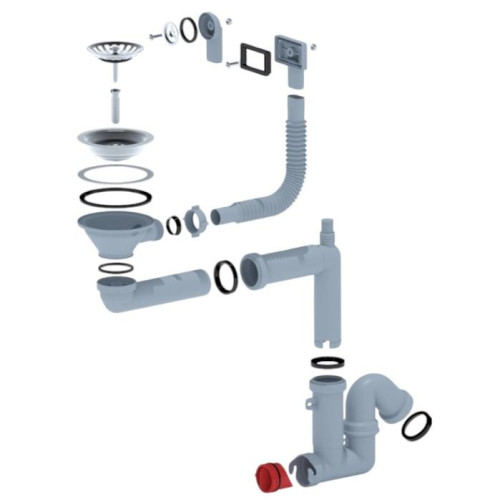 Сифон для мойки АНИПЛАСТ F5345S 3 1/2''х40 с переливом, смещенный