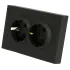 Розетка 2-ая 2P+E ЭМИЛИ шторки черный RST16-5114-05
