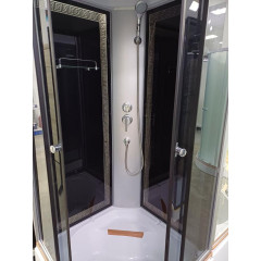 Душевая кабина ДАНА 90х90х215см выс. поддон, заднее стекло чёрное, Греция 718 (3кор.)