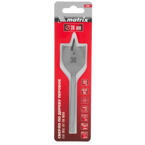 Сверло по дереву перовое MATRIX 38мм (70430)