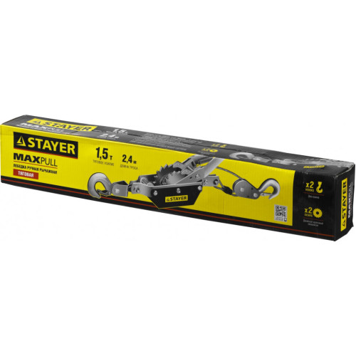 Лебедка рычажная STAYER MAXPull тяга 1,5т, трос 2,4м (4310-1.5)