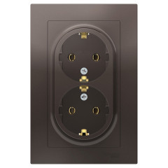 Розетка 2-ая 2P+E AtlasDesign в сборе мокко SchE ATN000624