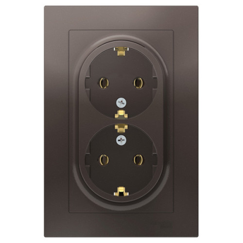 Розетка 2-ая 2P+E AtlasDesign в сборе мокко SchE ATN000624