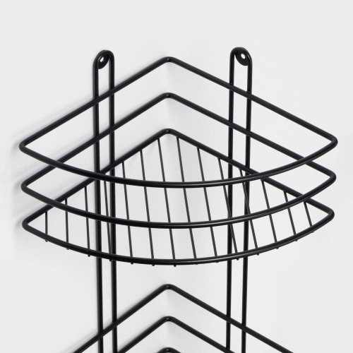 Полка для ванной комнаты IRSA угловая 3-х ярусная, 20х20см, цвет черный (10059132)