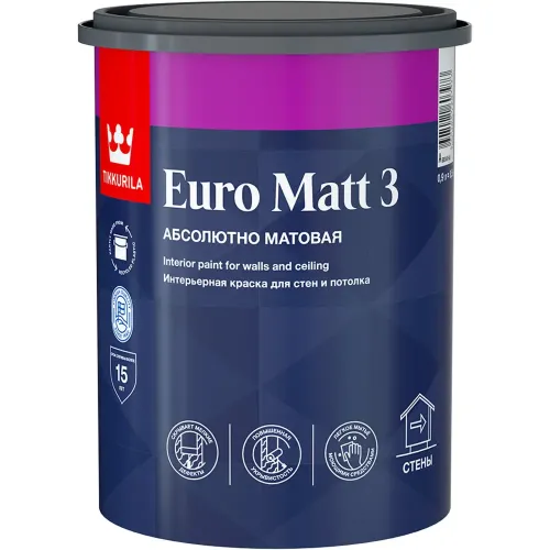 Краска в/д Тиккурила EURO MATT-3 Интерьерная 0,9 Л