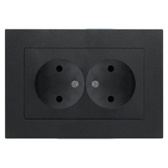 Розетка 2-ая 2P UNIVersal Афина в сборе графит A0102-Gr