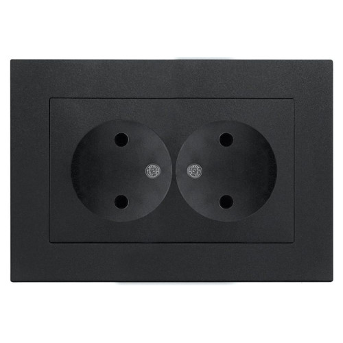 Розетка 2-ая 2P UNIVersal Афина в сборе графит A0102-Gr