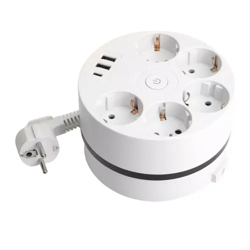 Удлинитель 5-мест. 2USB+С белый 2.5м STEKKER Comfort 49591