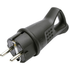 Вилка STEKKER 2P+Е угловая 16А черная резиновая RPG16-30-442 32843