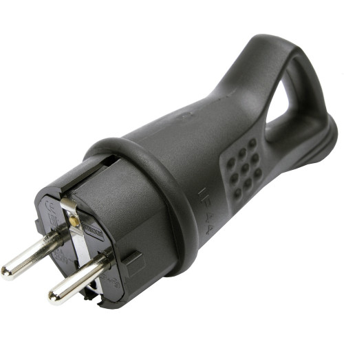 Вилка STEKKER 2P+Е угловая 16А черная резиновая RPG16-30-442 32843