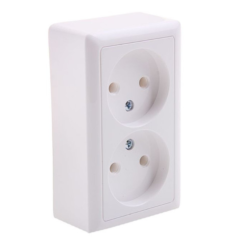 Розетка О/У 2-ая 2P ХИТ белый RA16-237-B (571390)