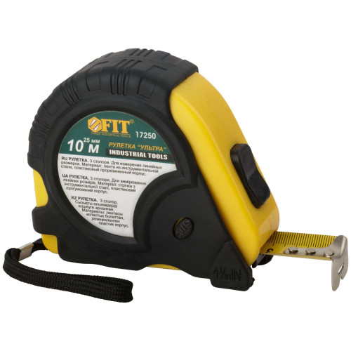 Рулетка FIT Ультра тройной стопор 10 м*25 мм (17250)