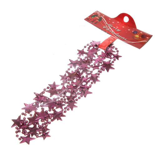 Бусы новогодние 200см SY16-100DP звездочки, темно-пурпурный