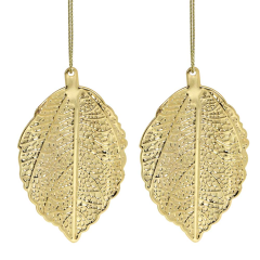 Подвеска СНОУ БУМ (376-717) в виде листьев 8-10см, металл, золото, 4 дизайна
