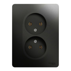 Розетка 2-ая 2P GLOSSA в сборе антрацит GSL000720
