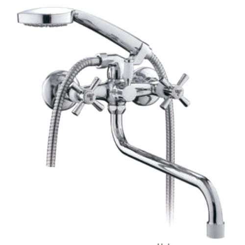 Смеситель для ванны FRUD R22118-7 керам. кран-букса встр. диверт, ручка крест, белый/хром