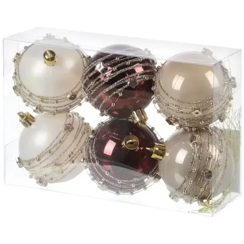 Шары новогодние набор 6шт SYQC- 0124092 6см шампань (479971)